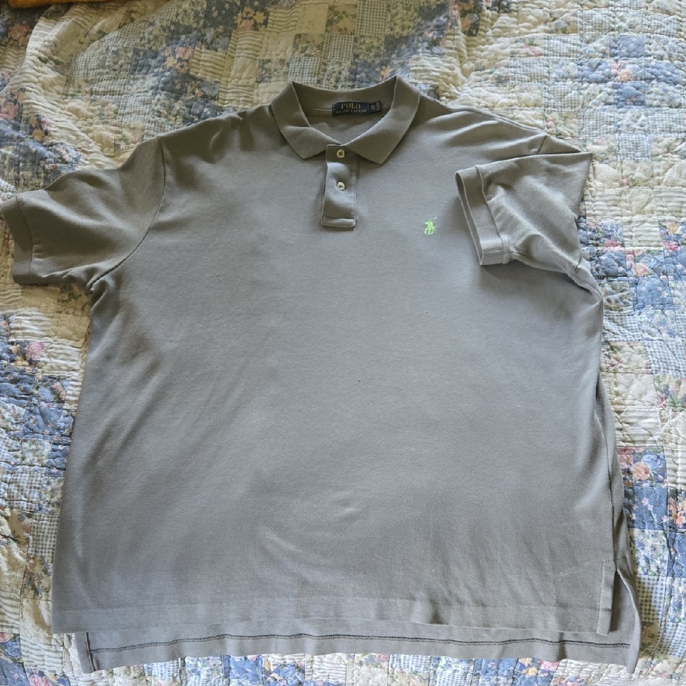 Polo by Ralph Lauren Taupe Polo Shirt with Green Logo
